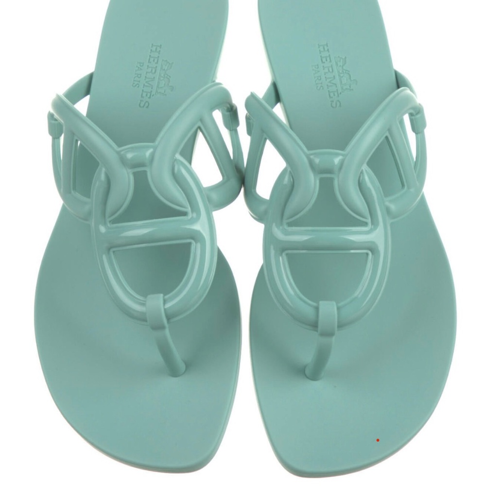 Brand new Hermès Blue Rubber Sandals